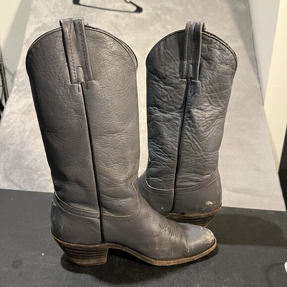 Frye Cowboy Boots Mens 10 D Grey Leather Distressed Western Boots - Picture 7 of 9